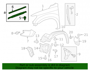 Left hood-to-wing seal for Toyota Tundra 14-21