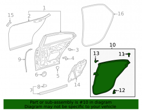 Rear right door seal for Lexus ES 19-26