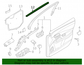 Inner glass seal for the front left door of a Nissan Ariya 23-25