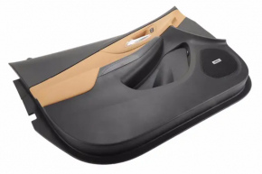 Door trim card front left Chevrolet Volt 16- black, with brown insert leather, BOSE, scratches, abrasions