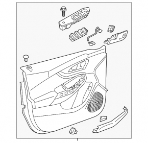 Door trim card front left Chevrolet Volt 16- black, with brown insert leather, BOSE, scratches, abrasions