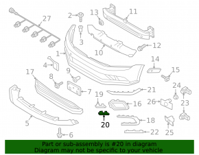 Molding of the right grille of the front bumper lower VW Jetta 15-18 USA GLI