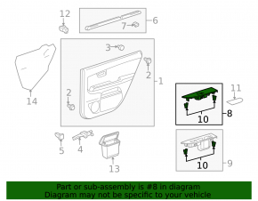 Rear right window lift control trim for Lexus RX300 RX330 RX350 RX400h 04-08, gray, scratches