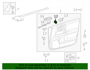 Front right door lock button Toyota Prius V 12-17