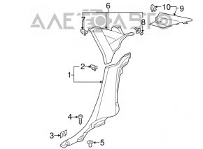 Right rear window trim for Audi A3 8V 15-17 4d, black, broken guide