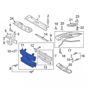 Radiator Deflector Blinds Assembled Ford Mustang mk6 18-23 Rest 2.3T