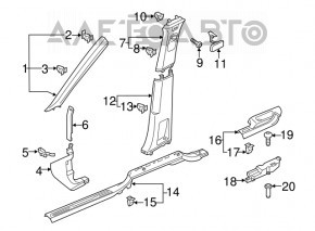 Lower left front pillar trim for VW Atlas 18-26, black, scratches