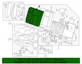 2nd row rear seat back trim left Buick Encore 17-22 black leather with black cloth combination
