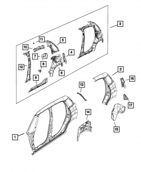 Quarter wing rear left Fiat 500L 14-19