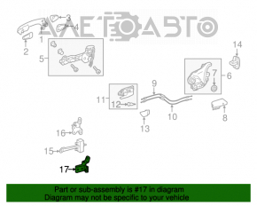 Lower rear right door hinge for Toyota Highlander 14-19