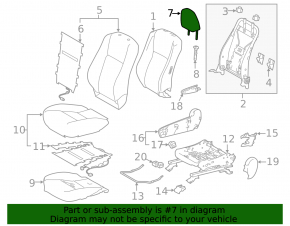 Front left headrest for Toyota Highlander 14-19, black leather, brown stitching