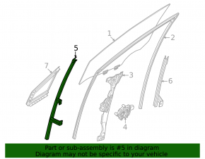 Front glass guide for the front left door of Nissan Murano 25-26
