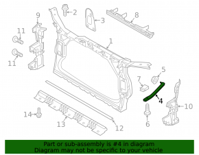 Front panel reinforcement strip right Audi Q5 8R 09-17 plastic