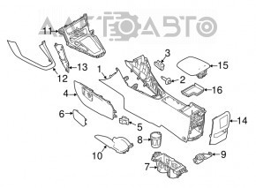 Central console armrest and cup holders Ford Focus mk3 15-18 rest, beige