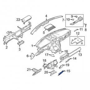 Ford Mustang mk6 15-23 black lower left front panel trim