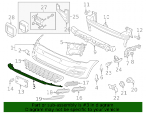 Front bumper lip VW Golf 15-17 scratch, worn