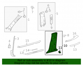 Lexus IS 14-24 lower right center pillar trim, black