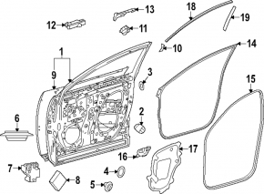 Lexus RX350 RX350h RX450h+ RX500h Front Left Door Seal 23-26