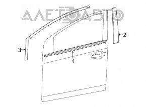 Molding door-glass central front right Toyota Prius V 12-17