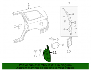Rear left mudguard for Toyota Sequoia 2008-2016