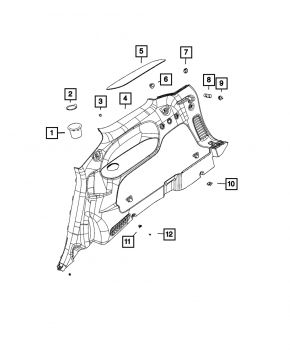 Arch trim right Dodge Durango 14- black, under 3 rows