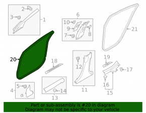 Door seal front right Kia Forte 4d 14-16