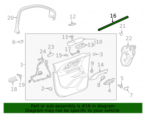 Glass seal inside front left door GMC Terrain 18-