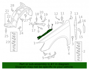 Front right fender bracket Audi A3 8V 16-18 e-tron center