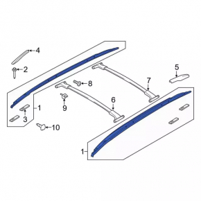 Railing longitudinal right Ford Escape MK3 13-19 black, broken