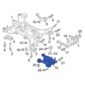 Lower arm under spring rear right Ford Fusion mk5 16-20 FWD iron