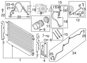 Air conditioning radiator condenser Ford Mustang mk6 15- 3.7, 5.0, 5.2