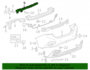Rear bumper mount central Chevrolet Cruze 16-