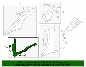 Door sill trim front left Chevrolet Bolt 17-21 dark gray