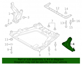 Lower front left control arm for Nissan Leaf 11-17