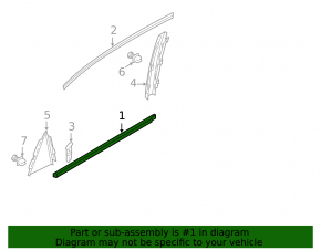Molding door-glass central rear left VW Passat 20-22 chrome