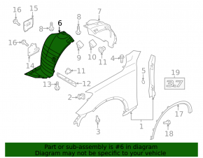 Front left fender liner for Infiniti QX50 2014-2017