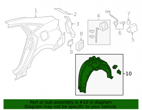 Rear right mudguard Honda Civic X FC 16-18 4d