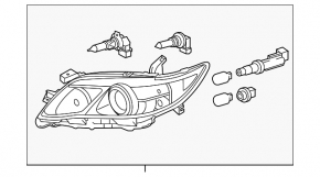 Headlight front right Toyota Camry 10-11 CHROME TYC