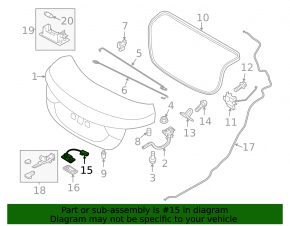 Button for opening the trunk lid Hyundai Elantra UD 11-16