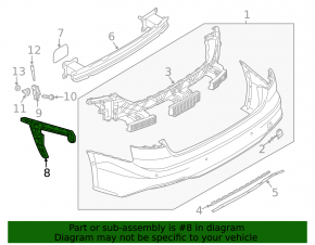 Rear bumper mount on the right wing Audi A5 F5 20-
