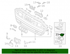 Right front bumper grille plug for Audi A7 19-25 S-line