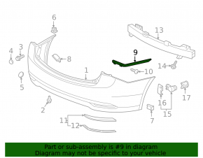 Rear bumper mount left Acura TLX 15-