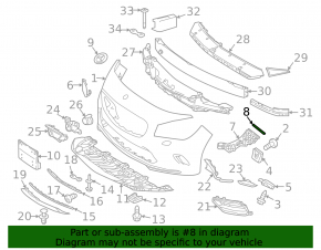 Front bumper mount wing right Mercedes CLA 17-19