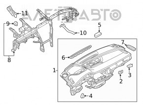 Torpedo front panel without AIRBAG Audi Q7 16-19 without projection, leather black