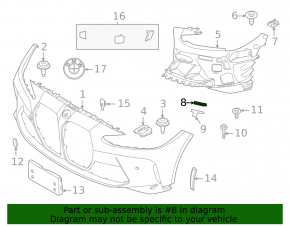 Front bumper mount, upper right fender, BMW 3 Series G20 19-25 with M4. Bumper cover & trim, with M3 CS, covers & mounting, upper
