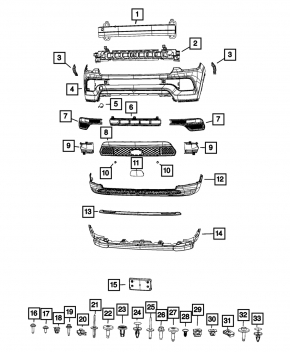 Bumper grille left Jeep Compass 22- without fog lights