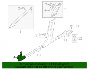 Front pillar trim lower right Hyundai Elantra 21-23 black