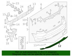 Rear bumper lip Audi A3 8V 15-16 for 1 pipe, structure