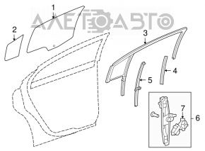 Rear left glass seal with small glass Chevrolet Cruze 11-15