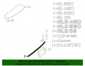 Trunk door molding Mercedes GLS-class X166 13-19